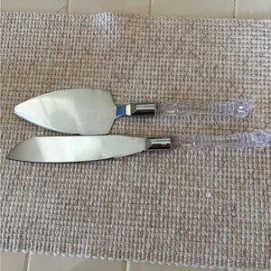 Elegant Silver Cake Knife and Server Set